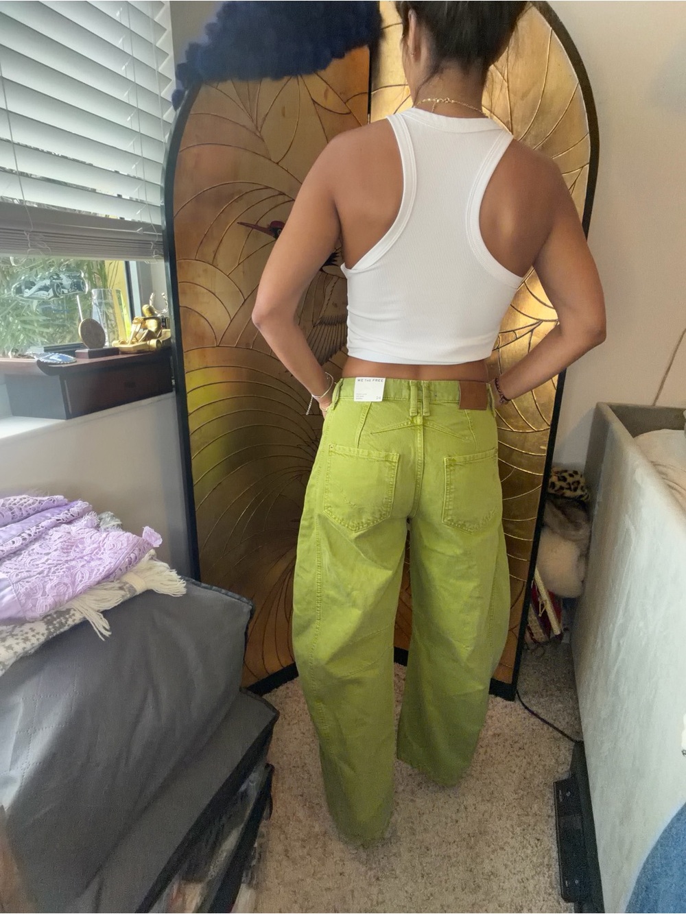 NWT Free People good luck Wide-Leg Jeans in Shadow Moss Green - Women - Picture 7 of 9